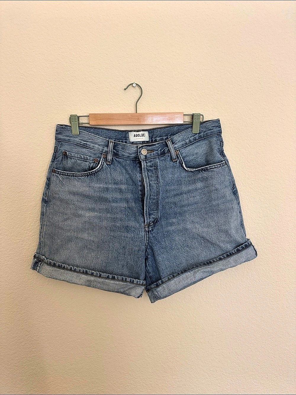 AGOLDE Dame Denim Shorts Blue Waist 30